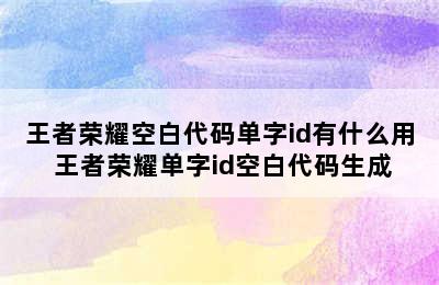 王者荣耀空白代码单字id有什么用 王者荣耀单字id空白代码生成